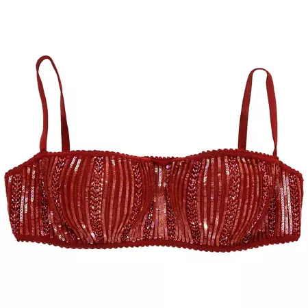 Azzedine Alaia red sequin evening bra, ss 1996 For Sale at 1stDibs