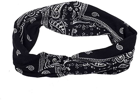 *clipped by @luci-her* Lux Accessories Black Soft Bandana Print Knot Front Headband : Beauty