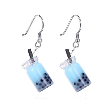 blue boba tea earrings cute