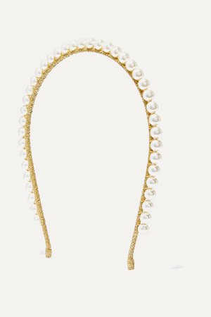 Gold Brinn gold-tone Swarovski pearl headband | Jennifer Behr | NET-A-PORTER