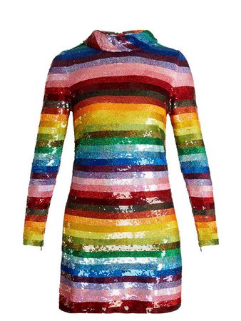long sleeve rainbow dress