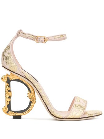 Shop pink & gold Dolce & Gabbana baroque DG heel sandals with Express Delivery - Farfetch