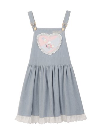 Disney Authorized Alice in Wonderland Adjustable Shoulder Straps Corduroy Overall Dress