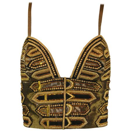 NWT Iconic S/S 1992 Gianni Versace Couture Crystal Bra Crop Top $12,000