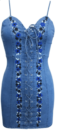 Denim Lace-up Dress – Dolled Up