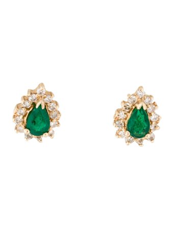 Emerald & Diamond Stud Earrings