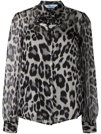 Black Blumarine sheer leopard print shirt - Farfetch