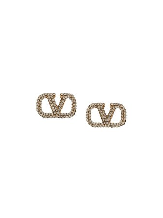 Valentino Garavani VLogo Signature crystal-embellished stud earrings - FARFETCH