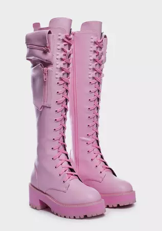 Pink combat boots