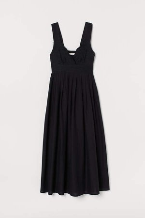 Cotton Dress with Embroidery - Black