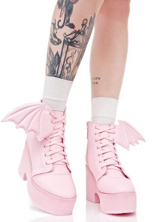 pastel pink bat boots