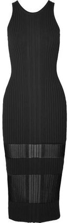 Ribbed-knit Dress - Black