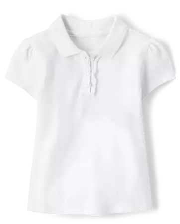 Toddler Girls Uniform Short Sleeve Ruffle Pique Polo | The Children's Place - WHITE