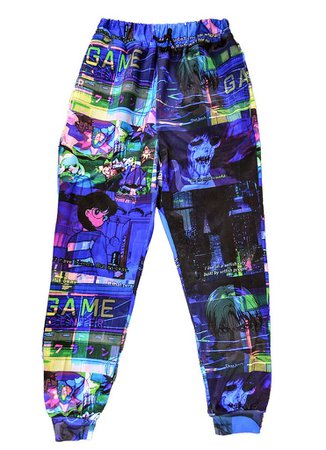 Vaporwave Glitch Anime Joggers – In Control Clothing