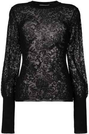 sheer embroidered knitted top