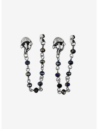 Iridescent Mushroom Chain Front To Back Earrings