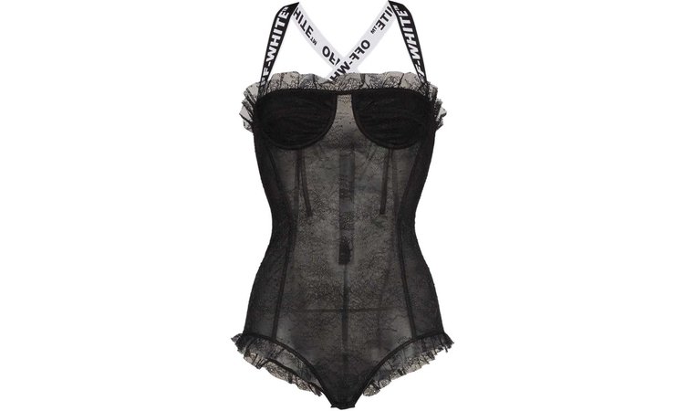 OFF-WHITE lace-embroidered sheer bodysuit $795