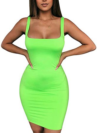 Amazon.com: BORIFLORS Women's Casual Basic Tank Top Sexy Sleeveless Bodycon Mini Club Dress: Clothing