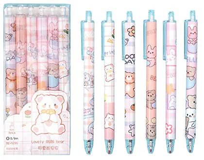 Amazon.com: MOMEITU Kawaii Pen Cute Cartoon 0.5mm Neutral Pen Student School Supplies Cute ins Press Water Pen Set 6PCS(KT01,0.5mm) : Office Products