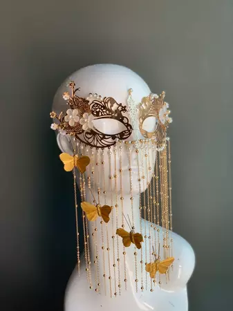 Whimsical Gold Butterfly Masquerade Mask Pearl Mask - Etsy