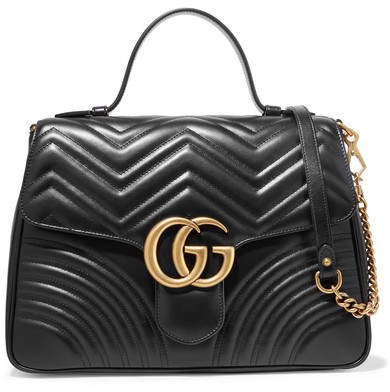 Gg Marmont Medium Quilted Leather Shoulder Bag - Black
