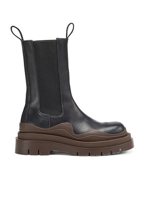 Bottega Veneta Round Toe Flat Boots in Black & Brown | FWRD