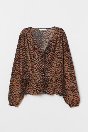 Crêped Blouse - Brown/leopard print - Ladies | H&M US