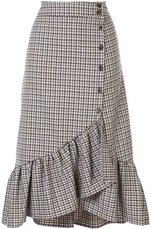 ruffle detail asymmetric skirt