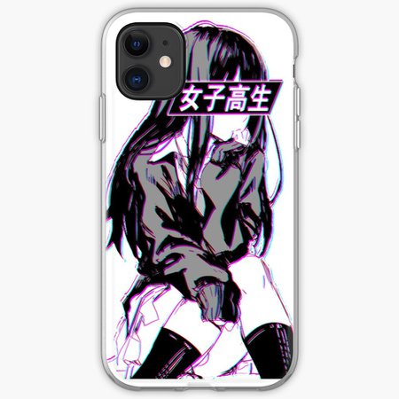 "SCHOOLGIRL (Glitch) - Sad Japanese Anime Aesthetic" iPhone Case & Cover by PoserBoy | Redbubble