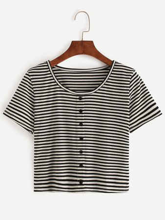 Buttons Striped T-shirt