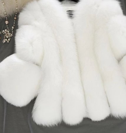 white fur jacket