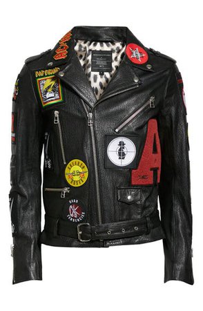 Art Comes First Patch Leather Biker Jacket | Nordstrom