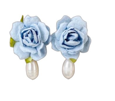 Light blue earrings, flower pearl earrings, blue wedding earrings, blue earrings, bridal pearl earrings, floral earrings, blue wedding