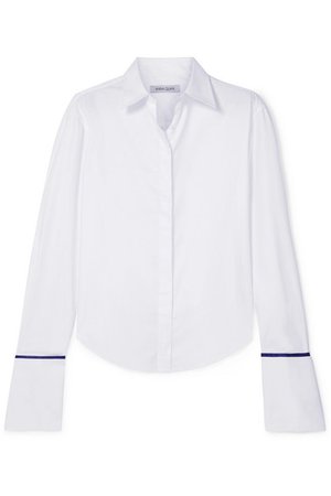 ANNA QUAN | Anne silk satin-trimmed cotton-twill shirt | NET-A-PORTER.COM