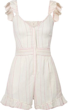 Lucy Embroidered Cotton-voile Playsuit - Ivory