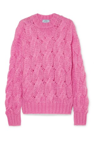 Prada | Cable-knit mohair-blend sweater | NET-A-PORTER.COM
