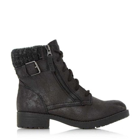 PALMERS - Lace Up Side Zip Ankle Boot - black | Dune London