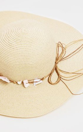 Cream Straw And Shell Detail Sun Hat | PrettyLittleThing