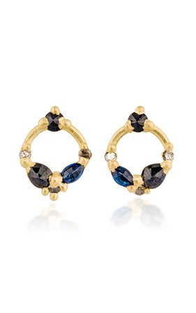 Polly Wales Des Gouttes De Rosée 18K Gold Sapphire Earrings