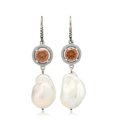 Cubic zirconia and pearl earrings