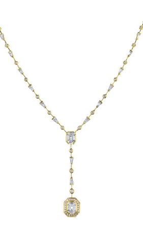 18k Yellow Gold Mixed Diamond Double Drop Illusion Y Lariat Necklace By Shay | Moda Operandi