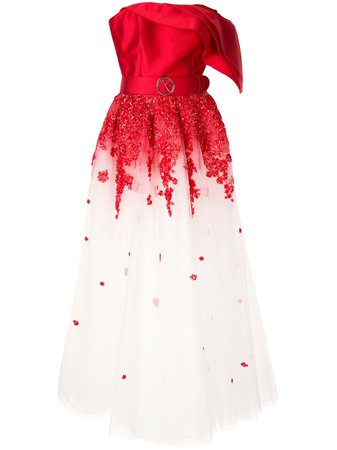 Saiid Kobeisy Floral Embroidered Flared Dress - Farfetch