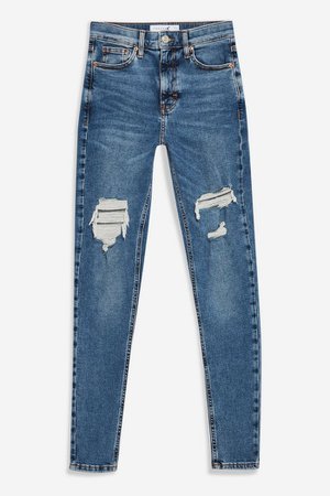 Mid Blue Thigh Rip Jamie Jeans | Topshop