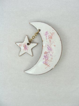 Vintage Moon Star Brooch 90s Crescent Moon Celestial Statement | Etsy