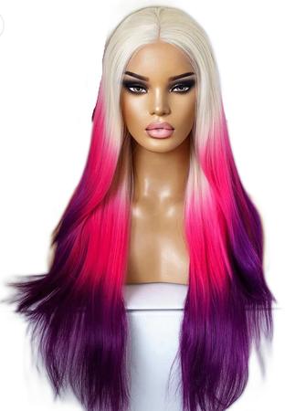 Blonde pink and purple wig
