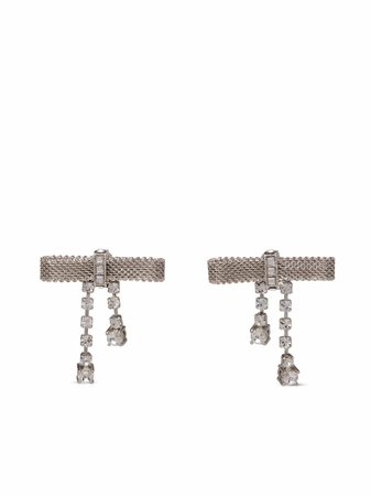 Shop Miu Miu crystal pendant bow earrings with Express Delivery - FARFETCH