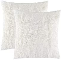Amazon.com: NordECO HOME Luxury Soft Faux Fur Fleece Cushion Cover Pillowcase Decorative Throw Pillows Covers, No Pillow Insert, 18" x 18" Inch, White, 2 Pack: Home & Kitchen