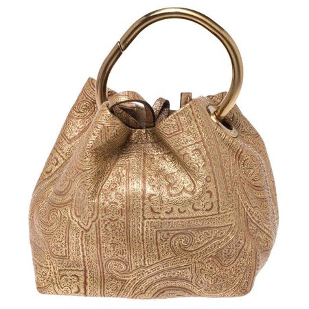 prada Prada Gold Printed Leather Ring Pouch For Sale at 1stdibs
