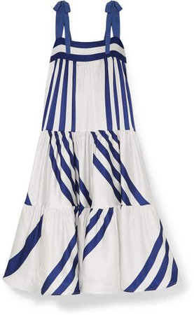 Silvia Tcherassi - Tayrona Striped Silk-blend Satin Maxi Dress - White