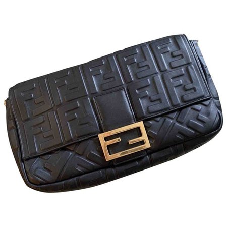 Baguette leather mini bag Fendi Black in Leather - 9281428